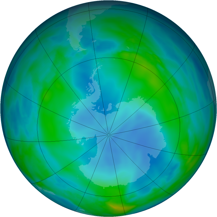 Antarctic ozone map for 28 May 2007